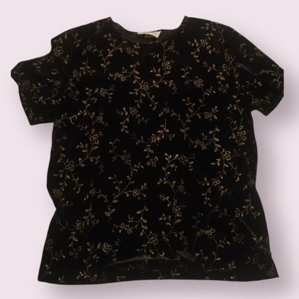 ⭐️ Floral Velvet Shimmer Boho Hipster Hippie Art Deco Farm Hip T Modern Blouse